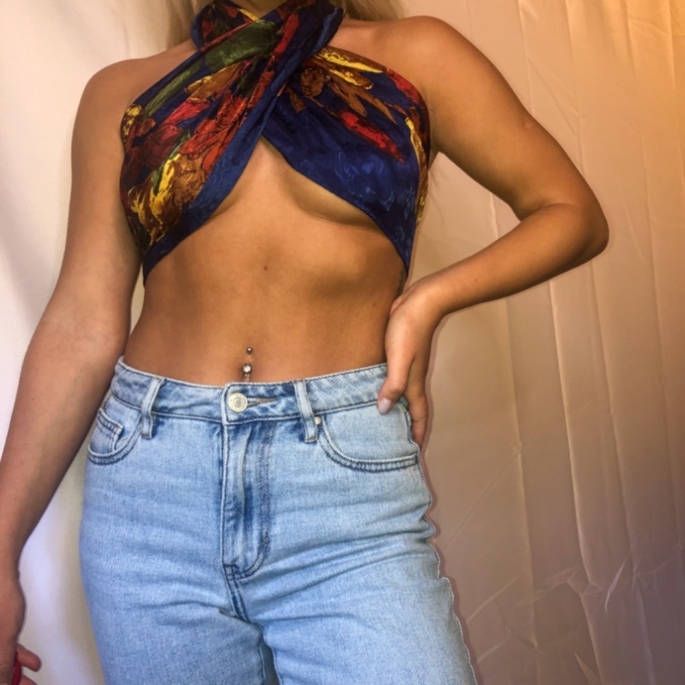 vibrant and colorful scarf top